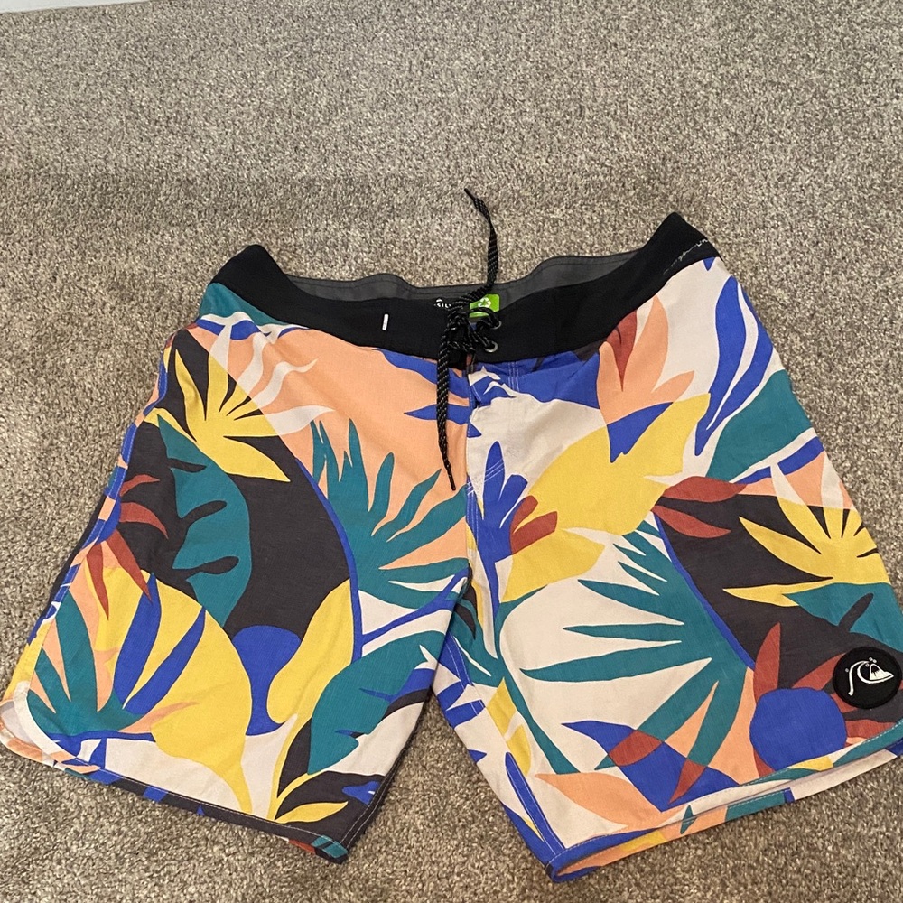 Quiksilver Men's Bold Leaf Print Board Shorts - Multicolor